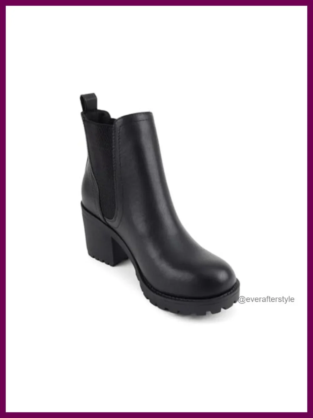 Lug Sole Mid Heel Chelsea Fashion Ankle Boot Double Elastic Gore